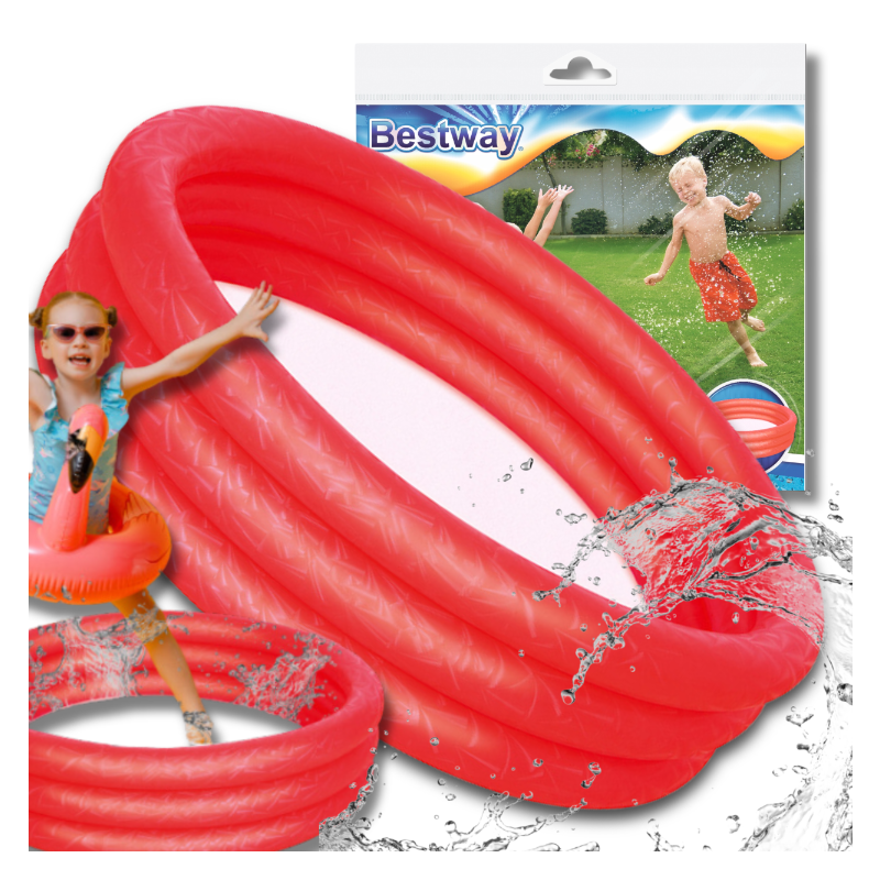 DMUCHANY BASEN BASENIK BRODZIK DLA DZIECI CZERWONY 122 CM X 25 CM BESTWAY