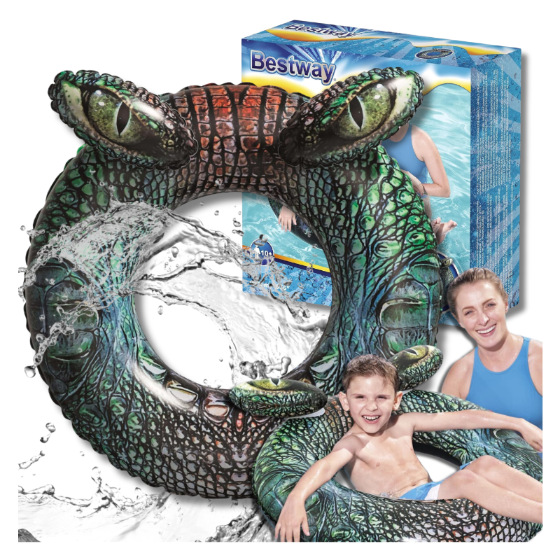 BESTWAY KOŁO DMUCHANE DO PŁYWANIA KÓŁKO PLAŻOWE KROKODYL DUŻE 91 CM