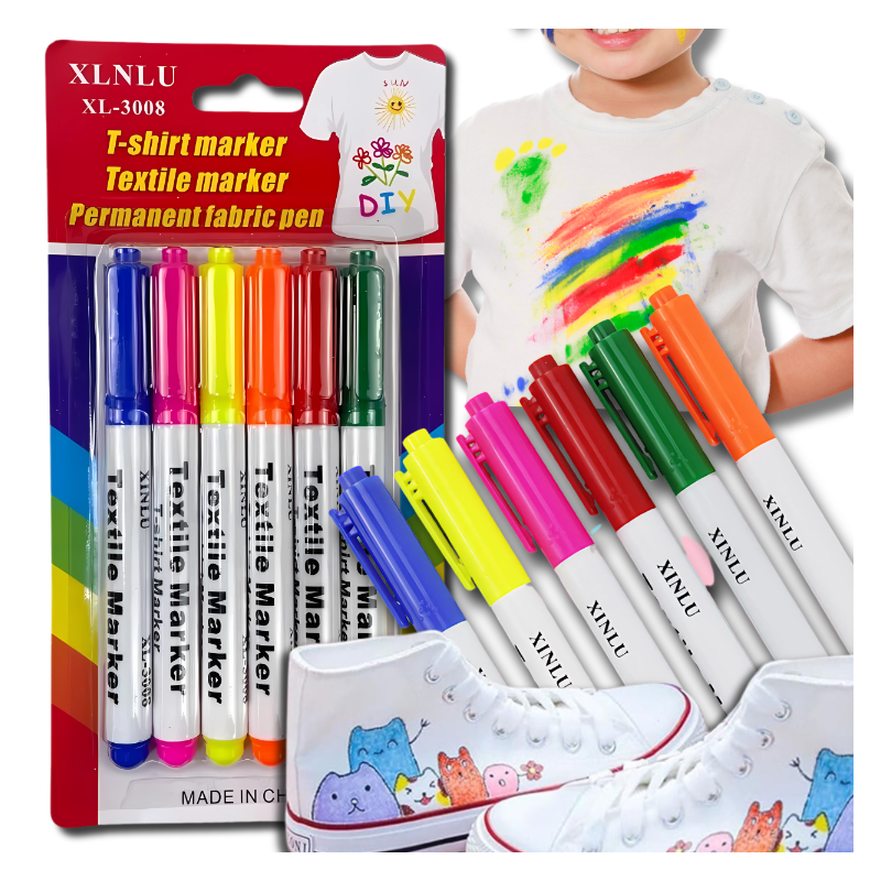 Pisaki Do Tkanin Ubrań Koszulek Markery Flamastry Mazaki Zestaw 6 kolorów