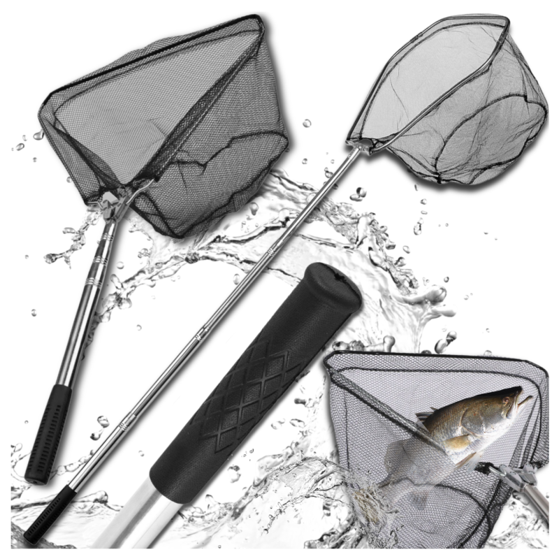 Podbierak Wędkarski na ryby 2,5 m teleskopowy mocny metalowy składany kosz 39x33 cm