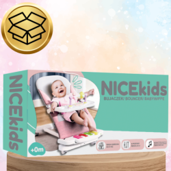 LEŻACZEK DLA NIEMOWLĄT BUJACZEK SKŁADANY NICEKIDS + PIANINKO GRZECHOTKI ZABAWKI GRAJĄCE