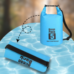 WOREK WODOODPORNY WODOSZCZELNY KAJAK TORBA PLECAK TURYSTYCZNY 5L NIEBIESKI