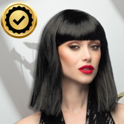 PERUKA WŁOSY KRÓTKIE CZARNE Z GRZYWKĄ KARNAWAŁ PARTY FOTOBUDKA PANIEŃSKI URODZINY