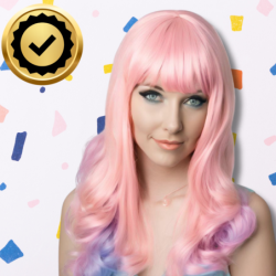 PERUKA WŁOSY DŁUGIE RÓŻOWO FIOLETOWA Z GRZYWKĄ KARNAWAŁ PARTY FOTOBUDKA PANIEŃSKI URODZINY