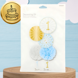 ZESTAW DEKORACJI NA  ROCZEK 1 URODZINY DLA CHŁOPAC NIEBIESKI 5 SZT.