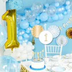 ZESTAW DEKORACJI NA  ROCZEK 1 URODZINY DLA CHŁOPAC NIEBIESKI 5 SZT.