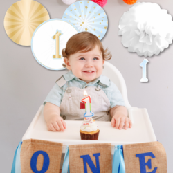 ZESTAW DEKORACJI NA  ROCZEK 1 URODZINY DLA CHŁOPAC NIEBIESKI 5 SZT.