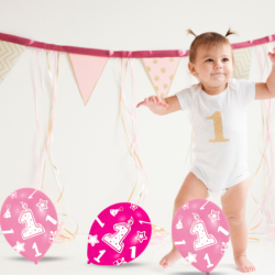 BALONY DMUCHANE LATEKSOWE RÓŻOWE 6 SZT  NA URODZINY ROCZEK DEKORACJA