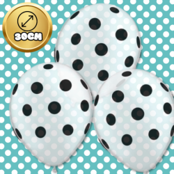 DUŻE BALONY TRANSPARENTNE PRZEŹROCZYSTE 15 SZT CZARNE KROPKI PARTY