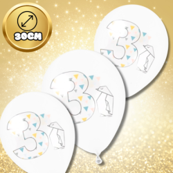 DUŻE BALONY TRANSPARENTNE BIAŁE 12 SZT 3 LATA ORIGAMI TRZECIE URODZINY