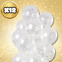 DUŻE BALONY TRANSPARENTNE BIAŁE 12 SZT 3 LATA ORIGAMI TRZECIE URODZINY
