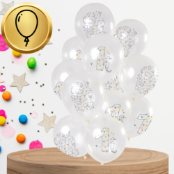 DUŻE BALONY TRANSPARENTNE BIAŁE 12 SZT ROCZEK ORIGAMI PIERWSZE URODZINY