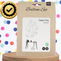 DUŻE BALONY TRANSPARENTNE BIAŁE 12 SZT PARTY ORIGAMI URODZINY