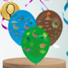 DUŻE BALONY KOLOROWE 3SZT + NAKLEJKI DINOZAURY 35 CM URODZINY