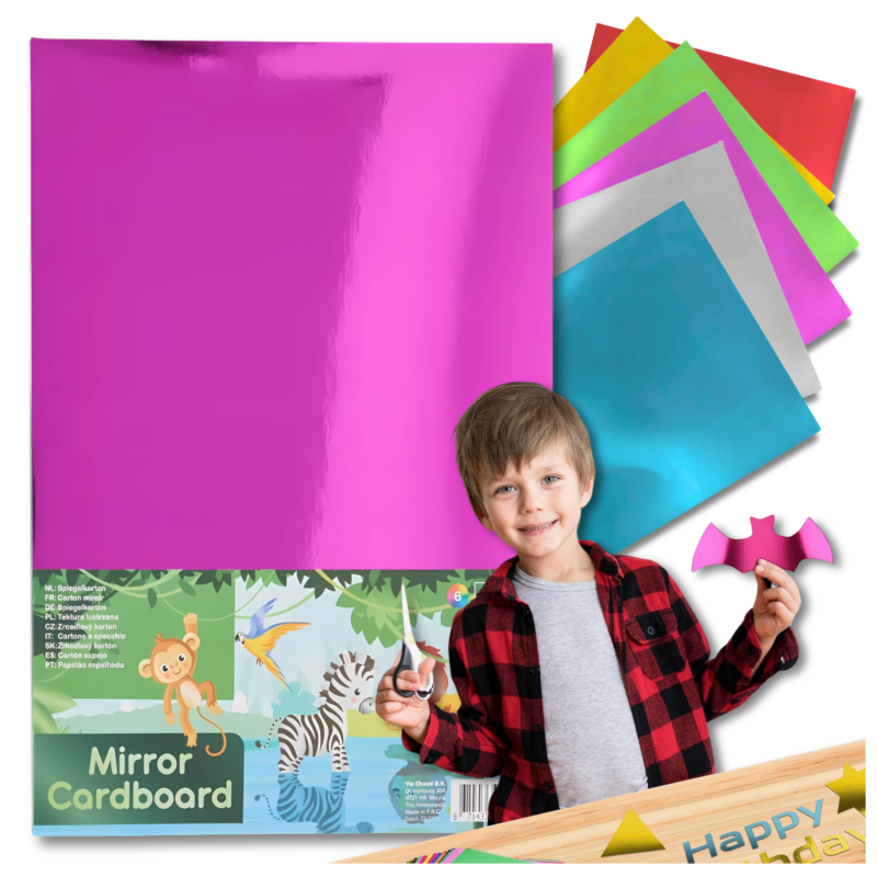 KARTKI LUSTRZANE A4 15 szt. KOLOROWE MIRROR CARDBOARD GRUBE