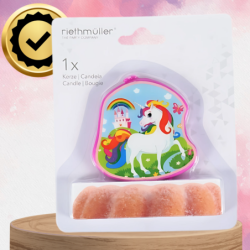 ŚWIECZKA URODZINOWA Z JEDNOROŻCEM KOLOROWA DEKORACJA TORTU DLA DZIECI