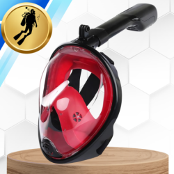 Maska do Nurkowania Pełnotwarzowa L/XL Składana do Pływania Snorkelingu CZARNO CZERWONA