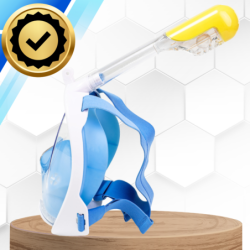 Maska do Nurkowania Pełnotwarzowa S/M Składana do Pływania Snorkelingu BIAŁO NIEBIESKA