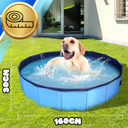 Basen składany dla psa i dzieci 160 x 30 cm turystyczny ogrodowy przenośny łatwe składanie