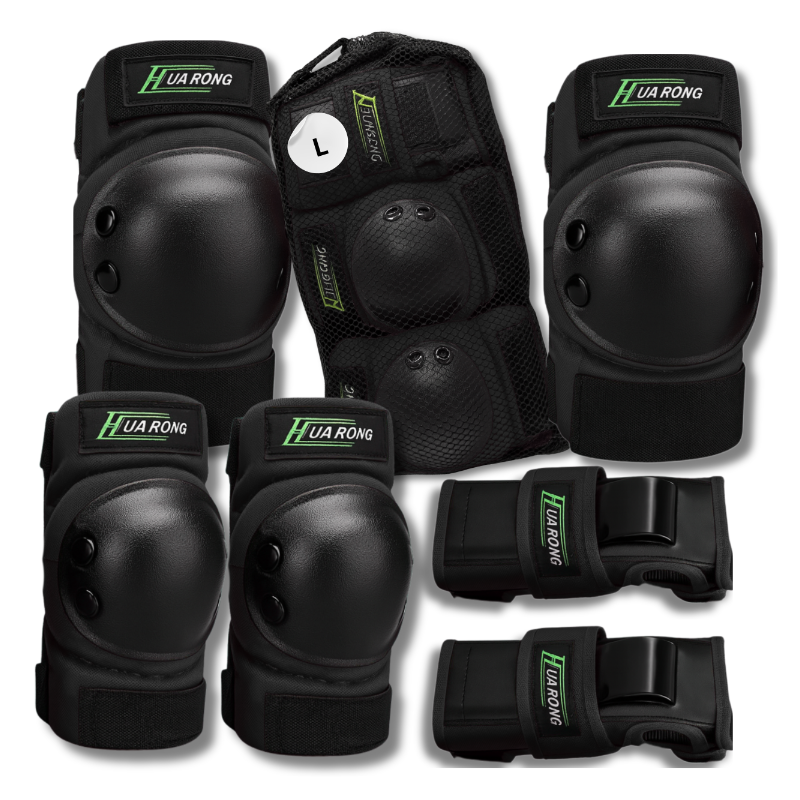 Zestaw ochraniaczy ochraniacze na rolki rower dla dorosłych 6 el. rozmiar L CZARNE