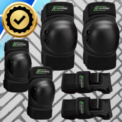 Zestaw ochraniaczy ochraniacze na rolki rower dla dorosłych 6 el. rozmiar L CZARNE