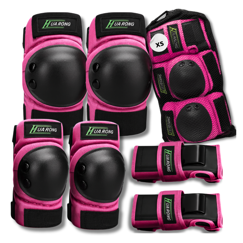 Zestaw ochraniaczy ochraniacze na rolki rower dla dzieci 6 el. rozmiar XS RÓŻOWE