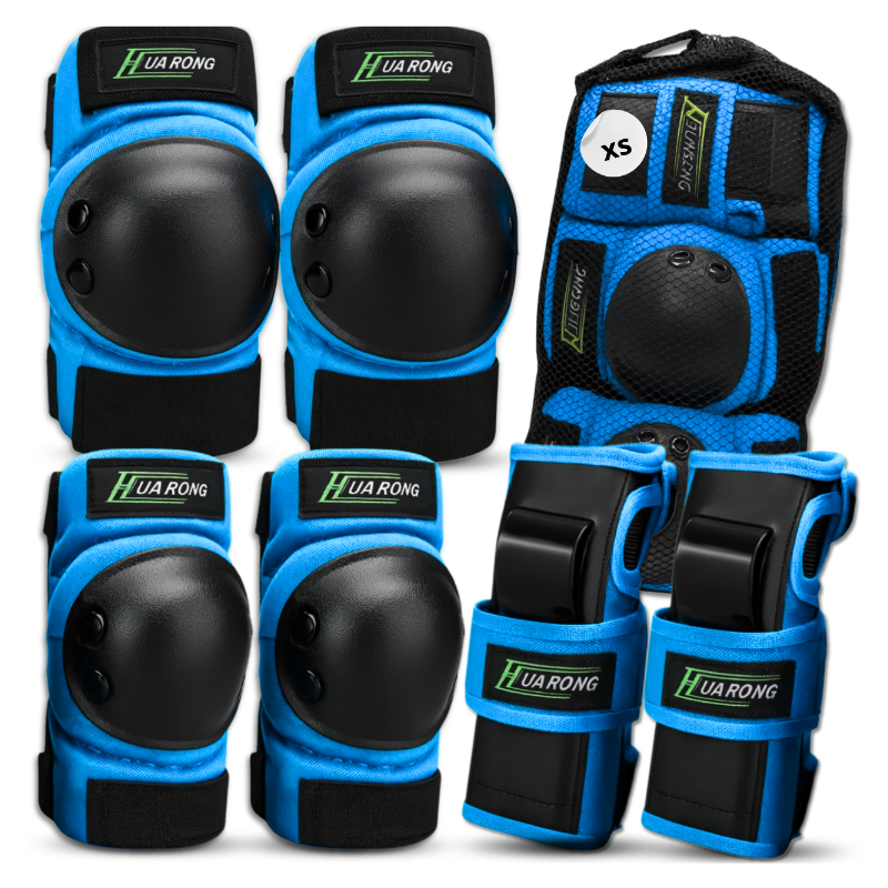 Zestaw ochraniaczy ochraniacze na rolki rower dla dzieci 6 el. rozmiar XS NIEBIESKIE