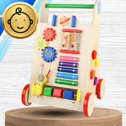 PCHACZ CHODZIK DREWNIANY Cymbałki Telefon Klocki Zegar Nauka Montessori