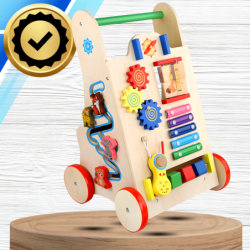 PCHACZ CHODZIK DREWNIANY Cymbałki Telefon Klocki Zegar Nauka Montessori