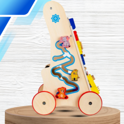 PCHACZ CHODZIK DREWNIANY Cymbałki Telefon Klocki Zegar Nauka Montessori