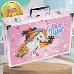 ZESTAW DO MALOWANIA DLA DZIECI ARTYSTYCZNY PLASTYCZNY WALIZKA 145el jednorożec