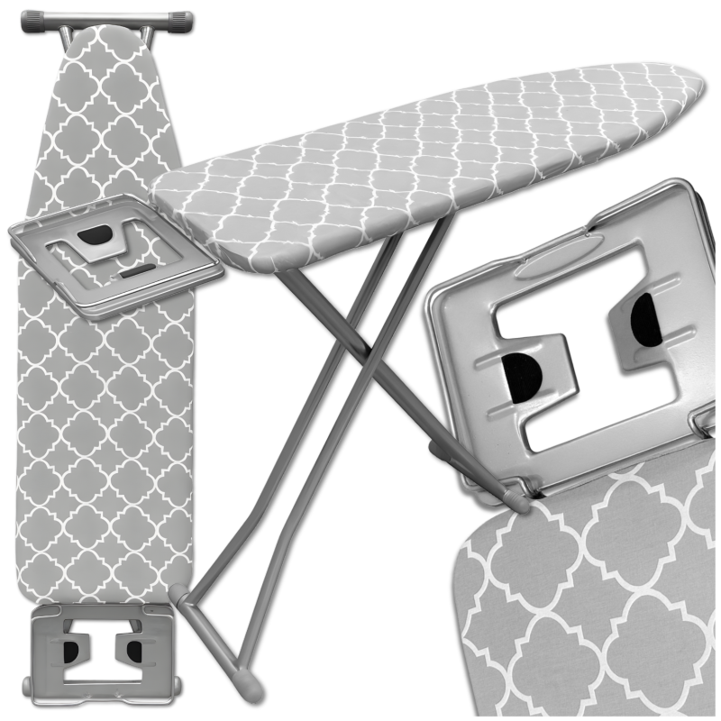 Deska do prasowania PREMIUM 130x34cm regulowana 70–87cm + półka na żelazko bawełniany pokrowiec