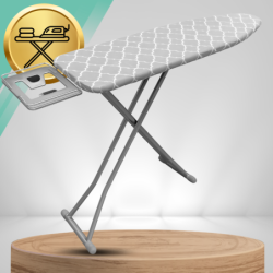 Deska do prasowania PREMIUM 130x34cm regulowana 70–87cm + półka na żelazko bawełniany pokrowiec