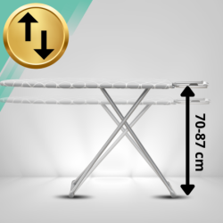 Deska do prasowania PREMIUM 130x34cm regulowana 70–87cm + półka na żelazko bawełniany pokrowiec