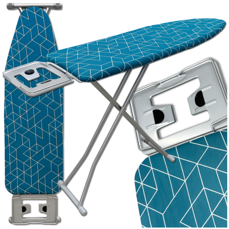 Deska do prasowania PREMIUM 130x34cm regulowana 70–87cm + półka na żelazko bawełniany pokrowiec