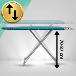 Deska do prasowania PREMIUM 130x34cm regulowana 70–87cm + półka na żelazko bawełniany pokrowiec