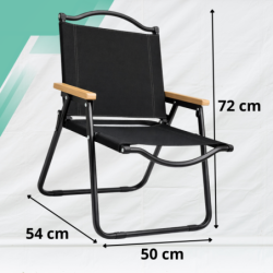 KRZESŁO OGRODOWE NA TARAS BALKON OGRÓD SKŁADANE METALOWE CAMPING FOTEL czarny