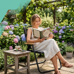 KRZESŁO OGRODOWE NA TARAS BALKON OGRÓD SKŁADANE METALOWE CAMPING FOTEL czarny