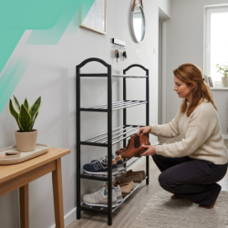 SZAFKA NA BUTY OBUWIE PÓŁKA REGAŁ STOJAK LOFTOWY DO PRZEDPOKOJU CZARNY LOFT