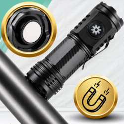 Mocna Latarka LED Taktyczna Akumulatorowa USB-C Survival Z MAGNESEM ŚWIATŁO BOCZNE