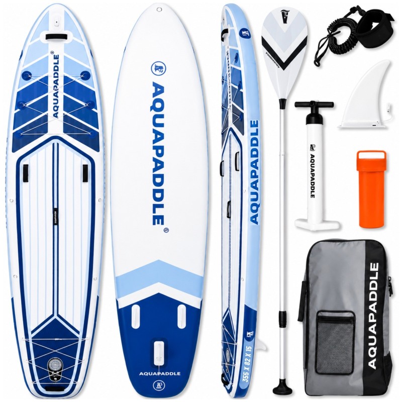 Deska SUP AquaPaddle 355x82x15 cm wiosło pompka zestaw plecak 200 kg