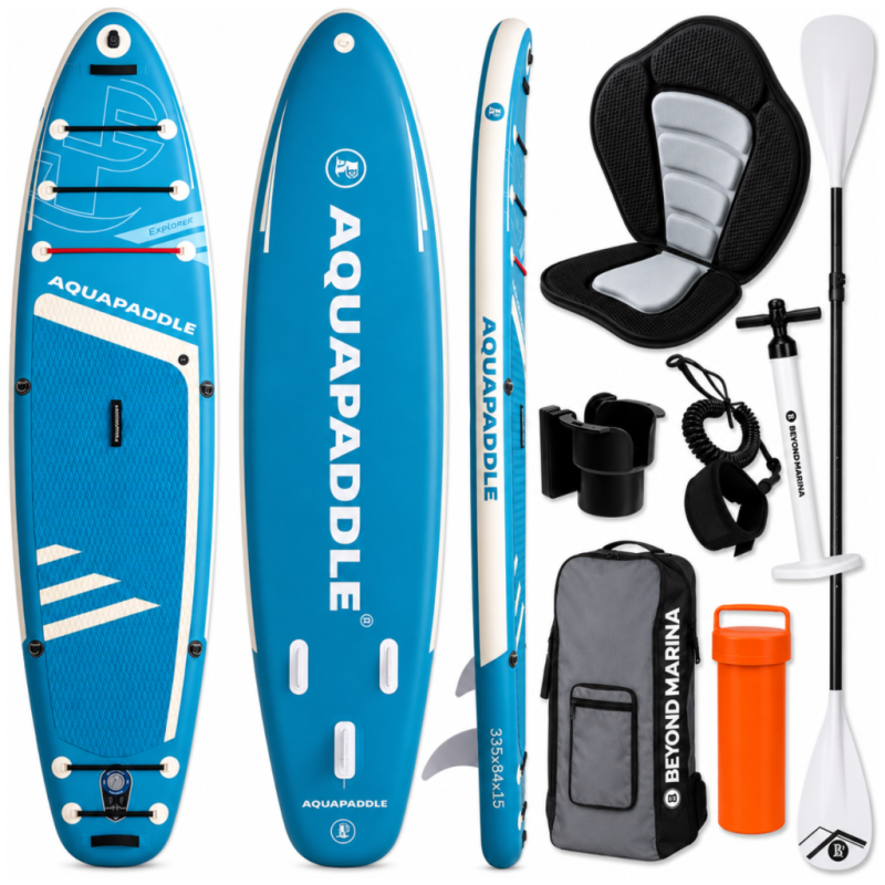 Deska SUP z siedziskiem AquaPaddle 335x84x15 cm wiosło pompka zestaw plecak