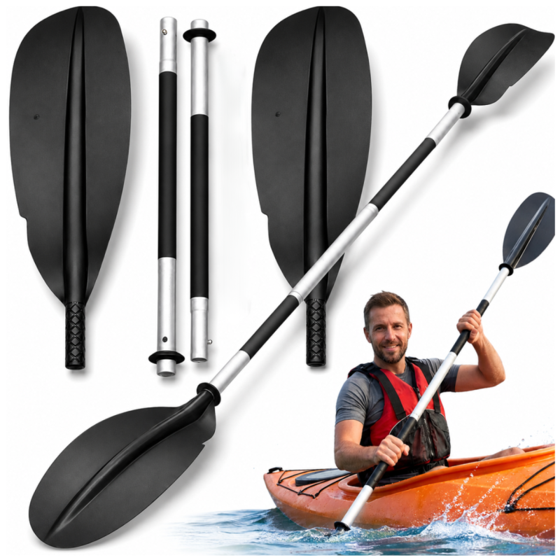 WIOSŁO KAJAKOWE DO DESKI SUP PONTONU KAJAKU  SKŁADANE ALUMINIOWE LEKKIE MOCNE 221 CM