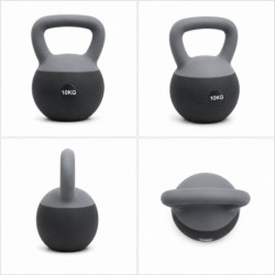 Kettlebell 10 kg Premium Miękka Podstawa Ciężarek Fitness Trening Domowy szary