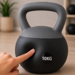 Kettlebell 10 kg Premium Miękka Podstawa Ciężarek Fitness Trening Domowy szary