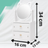 Toaletka z Lustrem Organizer na Kosmetyki dla Dzieci i Dorosłych Biała 34x16x13 cm
