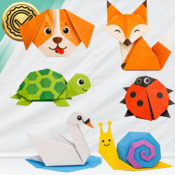 Zestaw Origami dla dzieci 54 arkusze + instrukcja 27 zwierząt