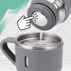 Termos 500 ml + 3 Kubki Zestaw Termiczny Stal Nierdzewna Turystyczny Prezent SZARY