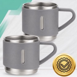 Termos 500 ml + 3 Kubki Zestaw Termiczny Stal Nierdzewna Turystyczny Prezent SZARY