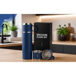 Termos 500 ml + 3 Kubki Zestaw Termiczny Stal Nierdzewna Turystyczny Prezent GRANAT
